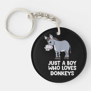 funny Just a Boy Who Loves Donkeys Key Ring