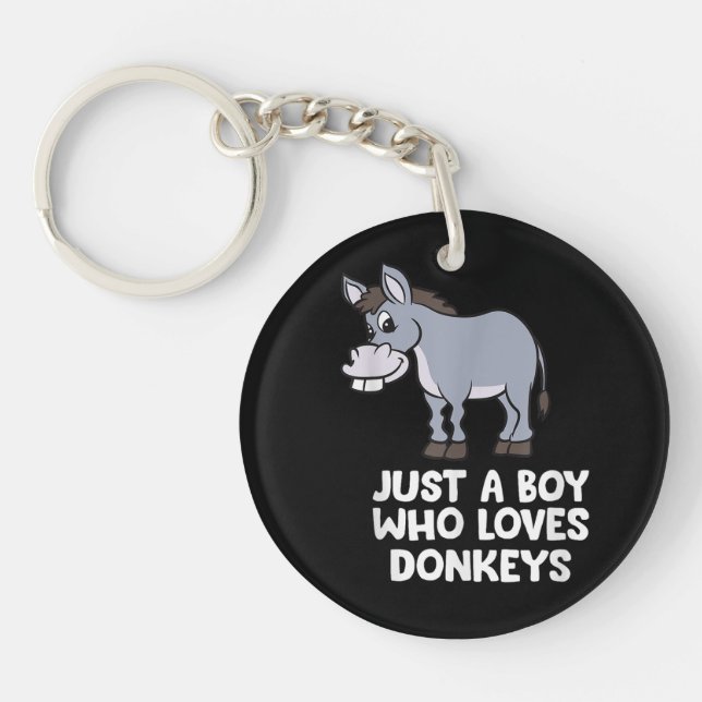 funny Just a Boy Who Loves Donkeys Key Ring (Front)