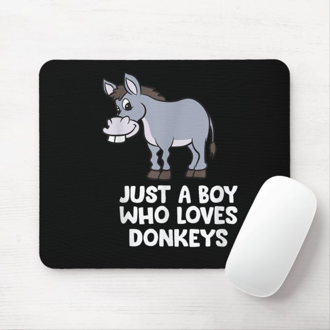 funny Just a Boy Who Loves Donkeys Mouse Mat (With Mouse)