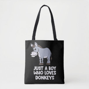funny Just a Boy Who Loves Donkeys Tote Bag