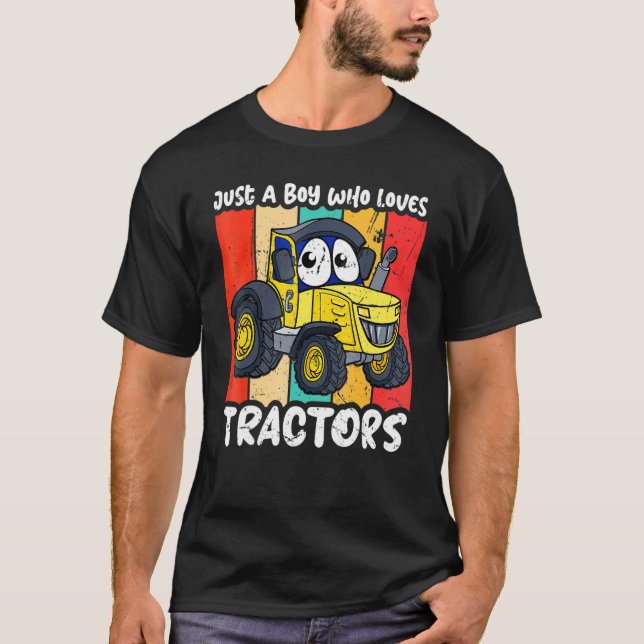 Funny just A Boy Who Loves Tractors T-Shirt (Front)