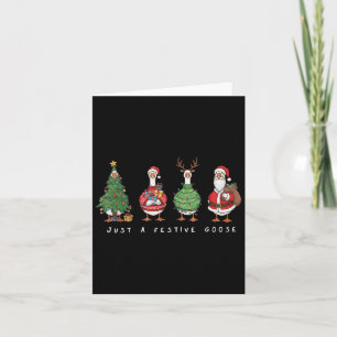 Funny Just A Festive Goose Santa Reindeers Merry X Card