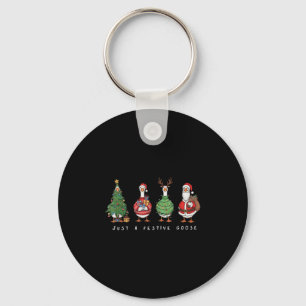 Funny Just A Festive Goose Santa Reindeers Merry X Key Ring