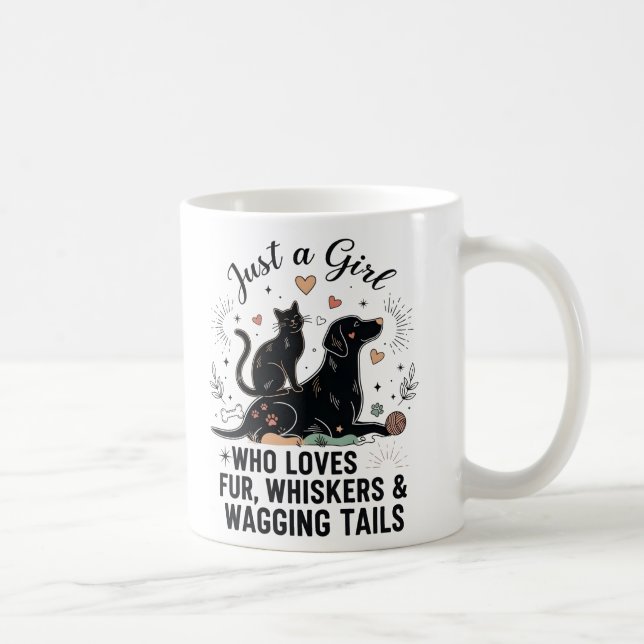 funny Just a Girl who Loves Cats and Dogs mom Coffee Mug (Right)