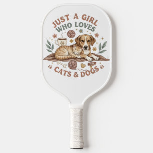 funny Just a Girl who Loves Cats and Dogs mom Pickleball Paddle