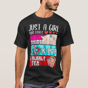 Funny Just A Girl Who Loves Kpop Bubble Tea Otaku T-Shirt