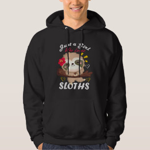Funny Just A Girl Who Loves Sloth For Women Fitted Hoodie