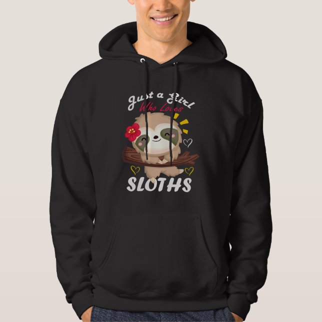 Funny Just A Girl Who Loves Sloth For Women Fitted Hoodie (Front)
