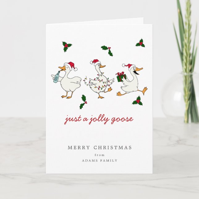 Funny Just A Jolly Goose Silly Santa Christmas Card (Front)