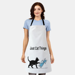 Funny 'Just Cat Things' Black Cat Spilling Water Apron