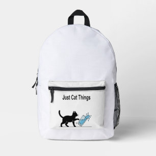 Funny 'Just Cat Things' Black Cat Spilling Water  Printed Backpack