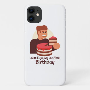 funny just enjoying my 70th birthday sayings iPhone 11 case