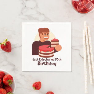 funny just enjoying my 70th birthday sayings napkin