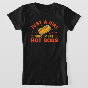 Funny just girl loves hotdogs word art  T-Shirt