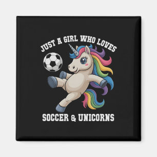 Funny Just Girl Who Loves Soccer Unicorns Kids Sco Magnet