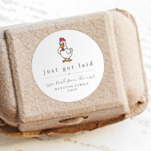 Funny Just Got Laid Farm Coop Egg Carton Label