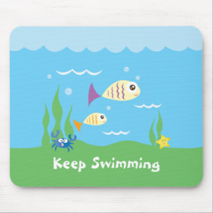 Funny Just Keep Swimming Underwater Ocean Fish Mouse Mat