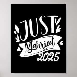 Funny Just Married 2025 Cute Bride And Groom Marri Poster
