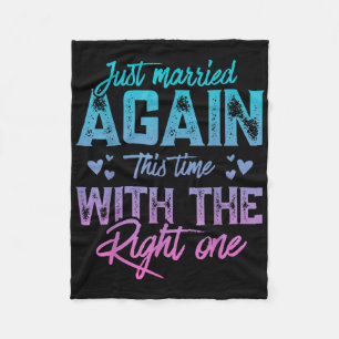 Funny Just Married Again Bride Groom Couple Second Fleece Blanket