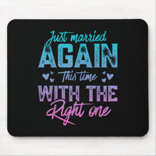 Funny Just Married Again Bride Groom Couple Second Mouse Mat