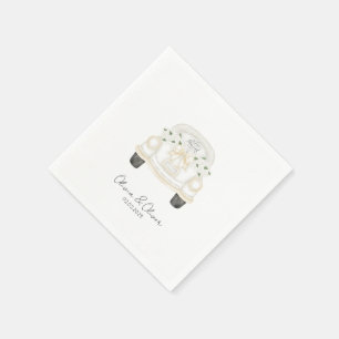 Funny just married car custom wedding napkin