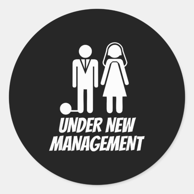 Funny Just Married , Fun Newlywed Gag For Men  Classic Round Sticker (Front)