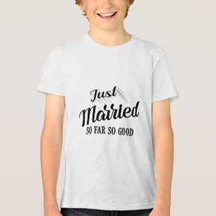 Funny Just Married Gift Men Women Cool Bride Groom Tri-Blend Shirt