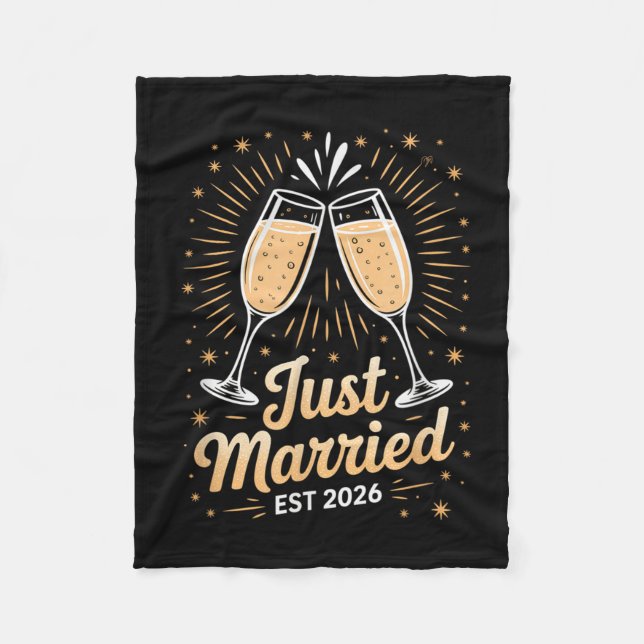Funny Just Married Newlywed Honeymoon Couple 2026  Fleece Blanket (Front)