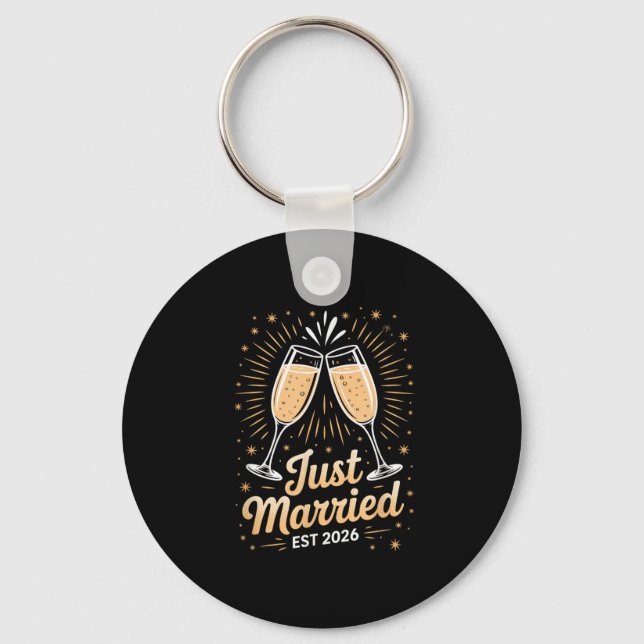 Funny Just Married Newlywed Honeymoon Couple 2026  Key Ring (Front)