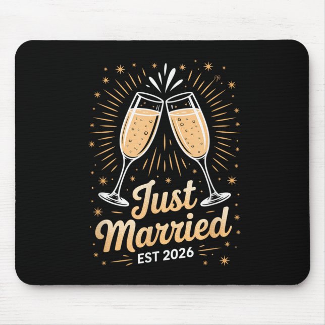 Funny Just Married Newlywed Honeymoon Couple 2026  Mouse Mat (Front)