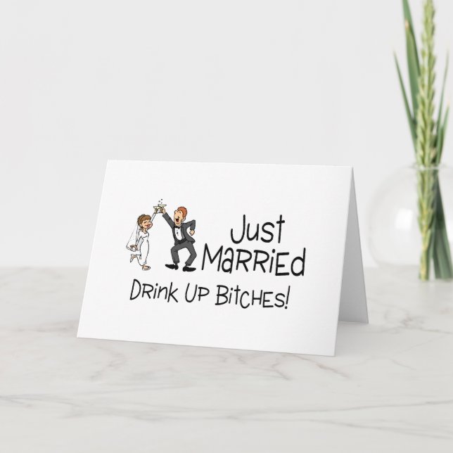 Funny Just Married Wedding Toast Announcement (Front)