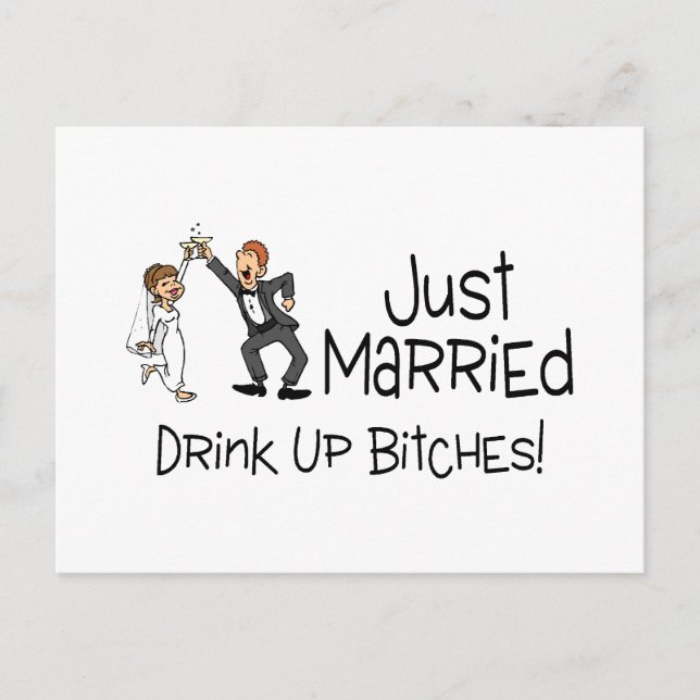 Funny Just Married Wedding Toast Announcement Postcard (Front)