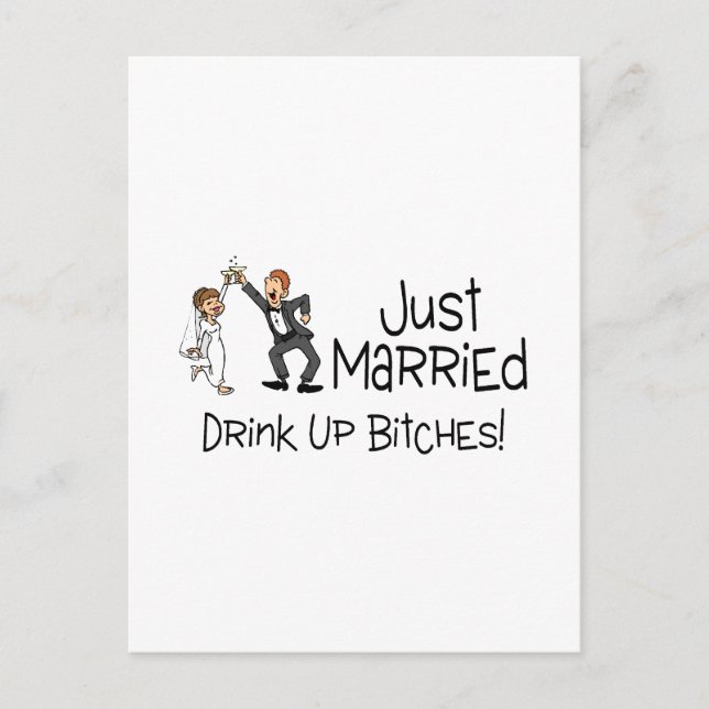 Funny Just Married Wedding Toast Announcement Postcard (Front)