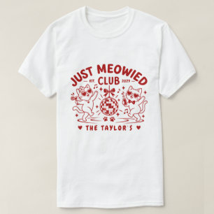 Funny Just Meowied Cute Cats Disco Ball Wedding T-Shirt