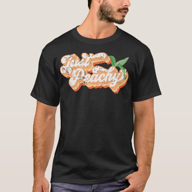 Funny Just Peachy Retro 70s Georgia Peaches Summer T-Shirt (Front)