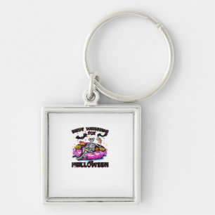Funny Just Waiting For Halloween Skeleton Spooky V Key Ring