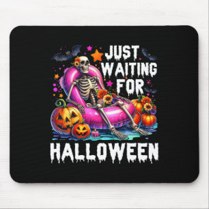 Funny Just Waiting For Halloween Skeleton Spooky V Mouse Mat