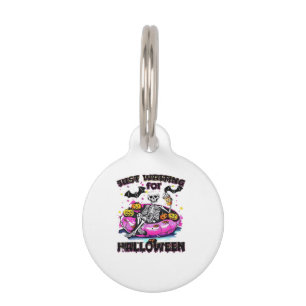 Funny Just Waiting For Halloween Skeleton Spooky V Pet Tag