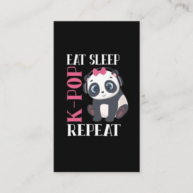 Funny K-Pop Panda Girl Korean Music Lover Business Card (Front)