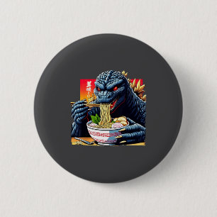 Funny Kaiju Eating Ramen Japanese Monster Lover Bi 6 Cm Round Badge