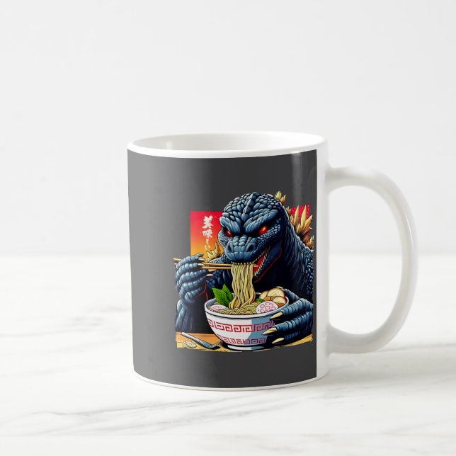 Funny Kaiju Eating Ramen Japanese Monster Lover Bi Coffee Mug (Right)