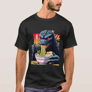 Funny Kaiju Eating Ramen Japanese Monster Lover Bi T-Shirt