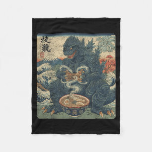 Funny Kaiju Gamer Ramen Video Game Japanese Anime Fleece Blanket