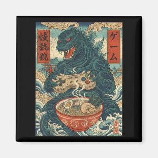 Funny Kaiju Gamer Ramen Video Game Japanese Anime Magnet