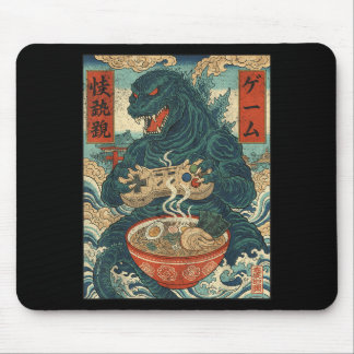 Funny Kaiju Gamer Ramen Video Game Japanese Anime Mouse Mat