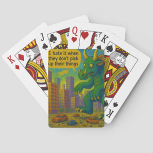Funny Kaiju monster art stepping on things Fantasy Playing Cards