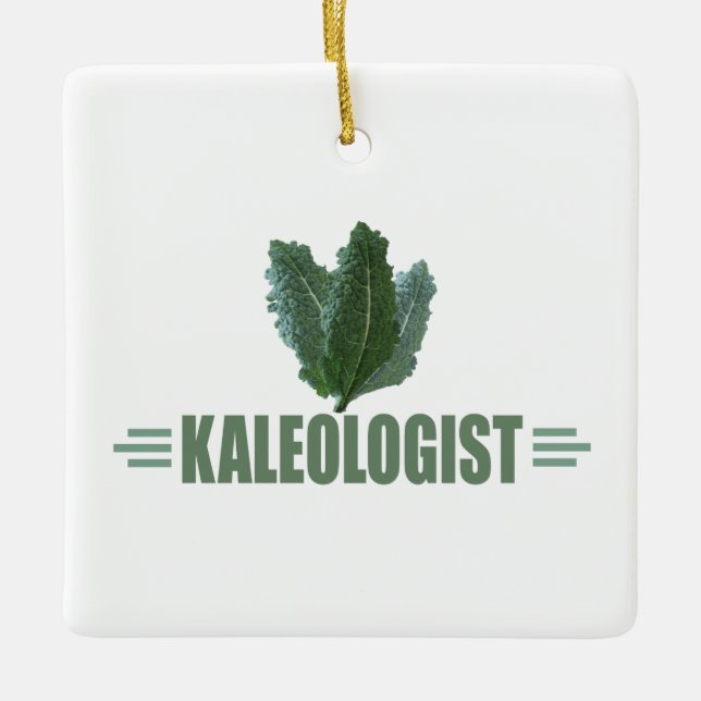 Funny Kale Love Ceramic Tree Decoration (Front)