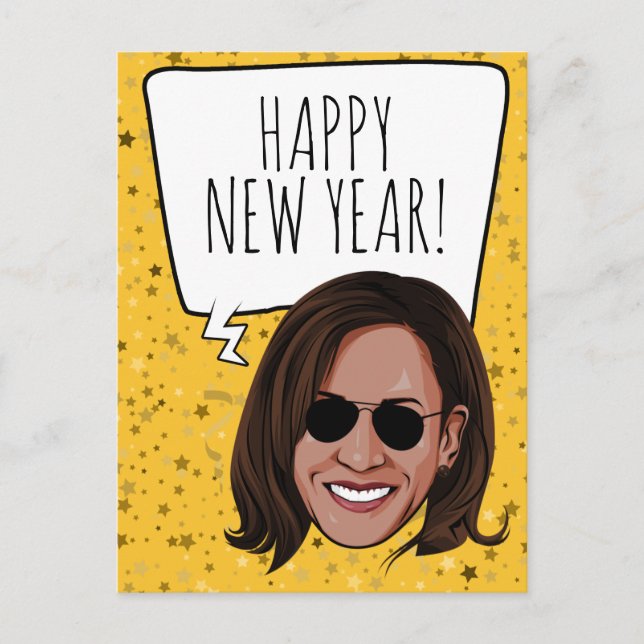 Funny Kamala Happy New Year Postcard (Front)