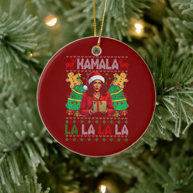 Funny Kamala Harris 2024 Christmas Women Xmas  Ceramic Tree Decoration (Tree)