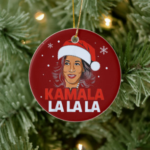 Funny Kamala Harris 2024 Comma La Christmas Ceramic Tree Decoration